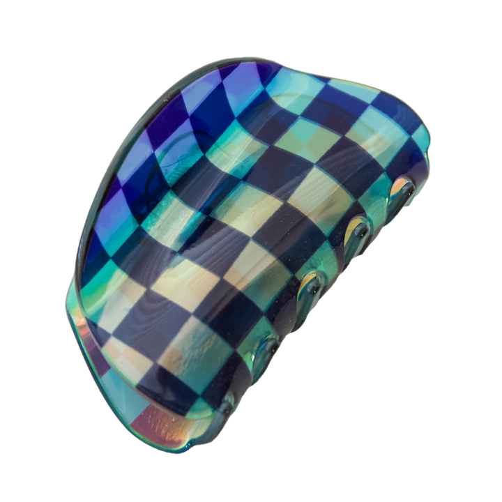 Charley Checkered Claw Hair Clip in Blue