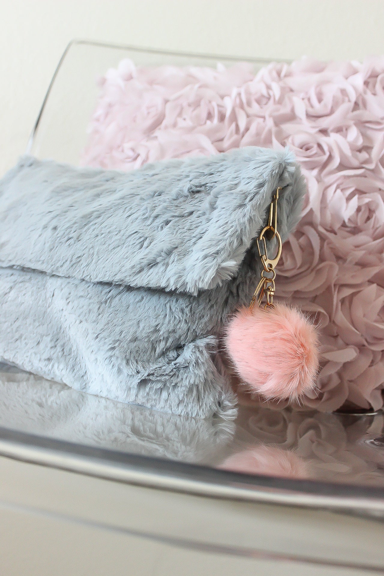 Furry Pom Pom Clutch - Babe Outfitters