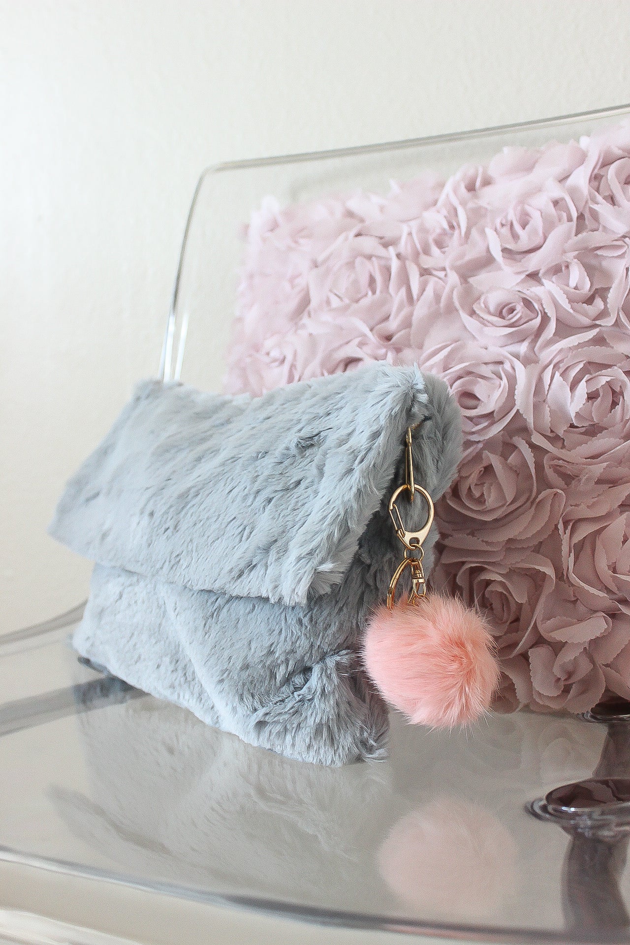 Furry Pom Pom Clutch - Babe Outfitters