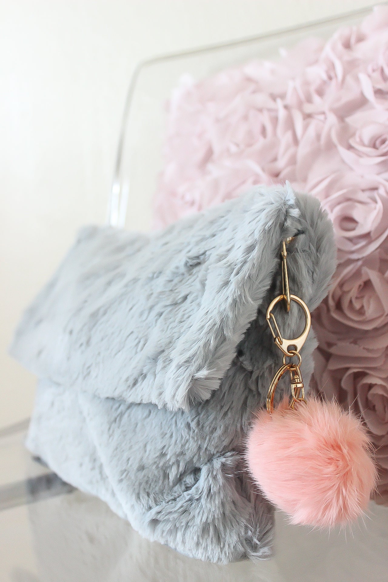 Furry Pom Pom Clutch - Babe Outfitters