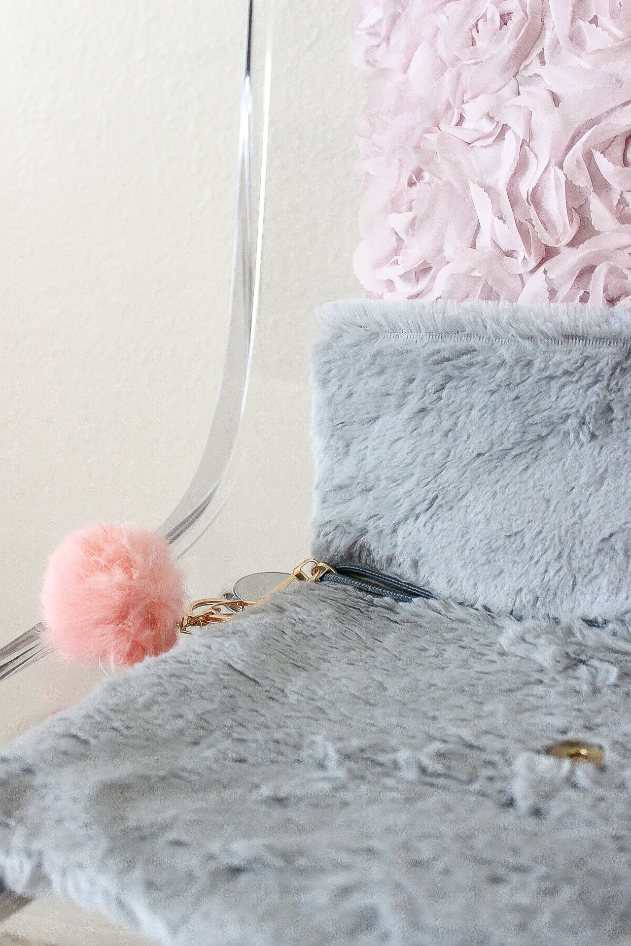 Furry Pom Pom Clutch - Babe Outfitters
