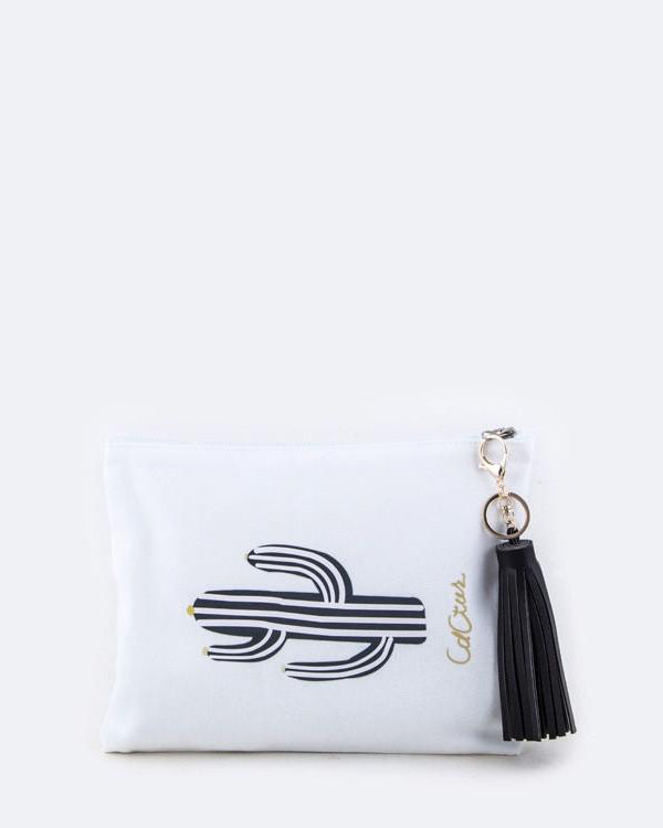 Cactus Tassel Charm Canvas Pouch - Babe Outfitters