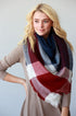 Cozy Days Blanket Scarf (Navy & Red Color Block) - Babe Outfitters