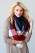Cozy Days Blanket Scarf (Navy & Red Color Block) - Babe Outfitters