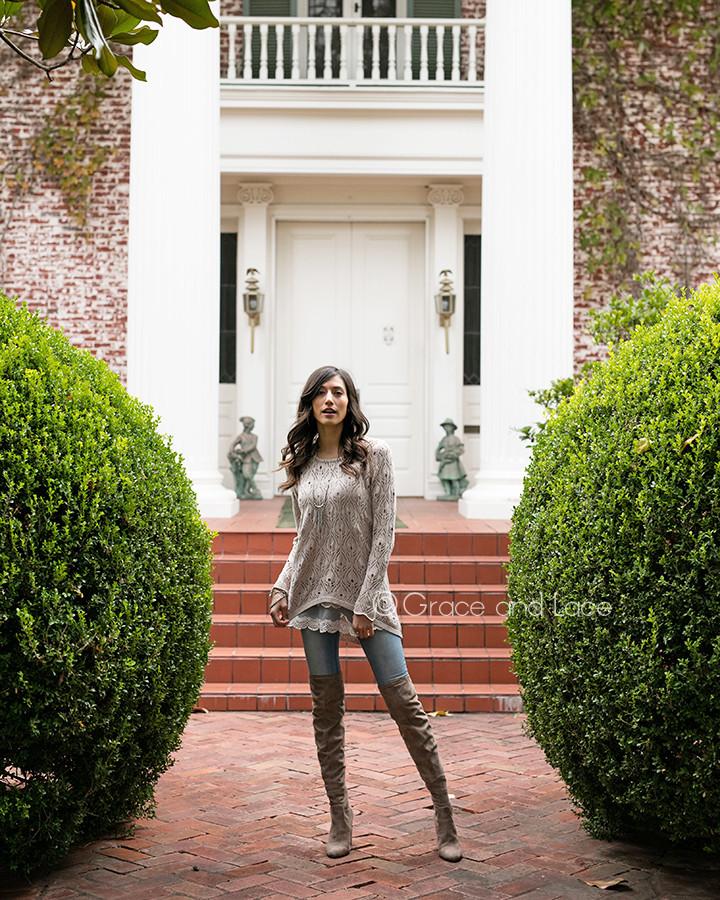 Grace & Lace Pointelle Tie-Back Sweater - Babe Outfitters