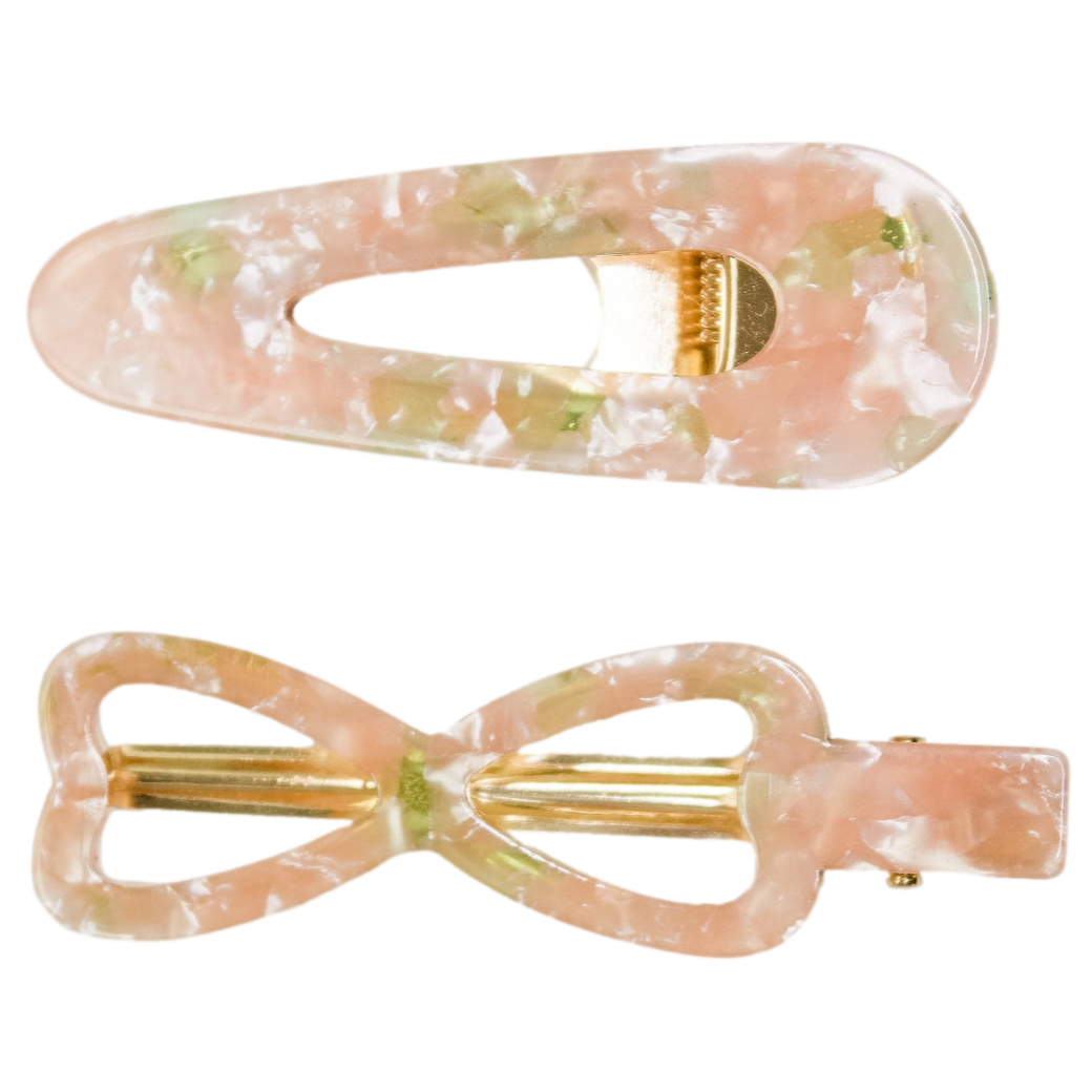 Serendipity Hair Clip Set in Peachy Pink