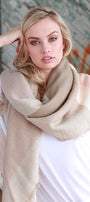 Cozy Days Blanket Scarf (Blush & Taupe Color Block) - Babe Outfitters
