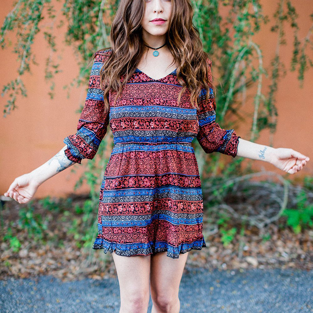 Izabel Boho Ruffle Romper - Babe Outfitters