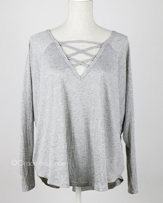 Grace & Lace Criss Cross Raglan Top - Babe Outfitters