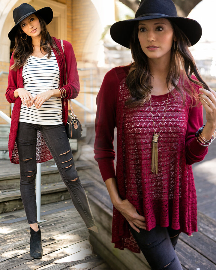 Grace & Lace Open Knit Light Weight Two Fit Knit Cardigan - Babe Outfitters