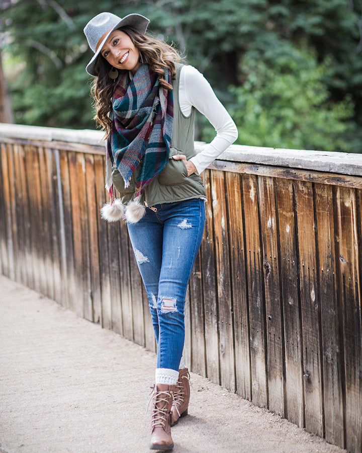 Plaid Triangle Scarf