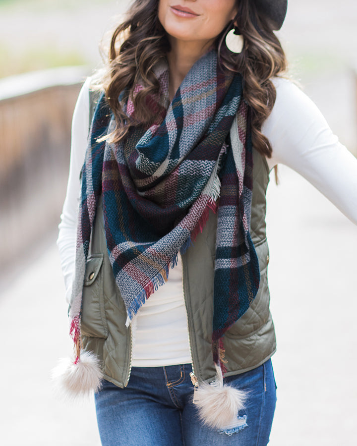 Plaid Triangle Scarf
