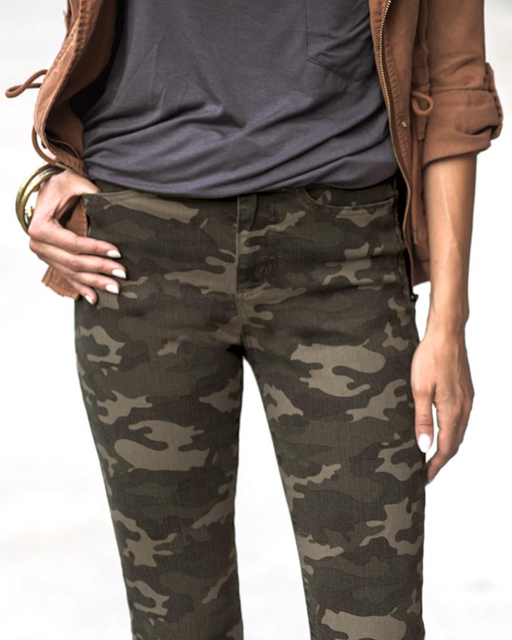 Grace & Lace Camo Mid Rise Zip up Jeggings - Babe Outfitters