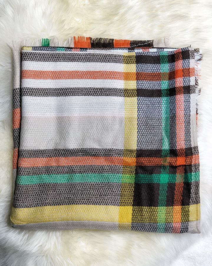 Warm and Toasty Blanket Scarf (Orange Plaid) - Babe Outfitters