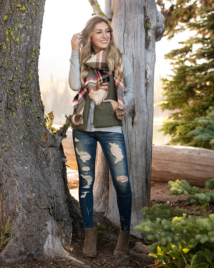 Plaid Triangle Scarf