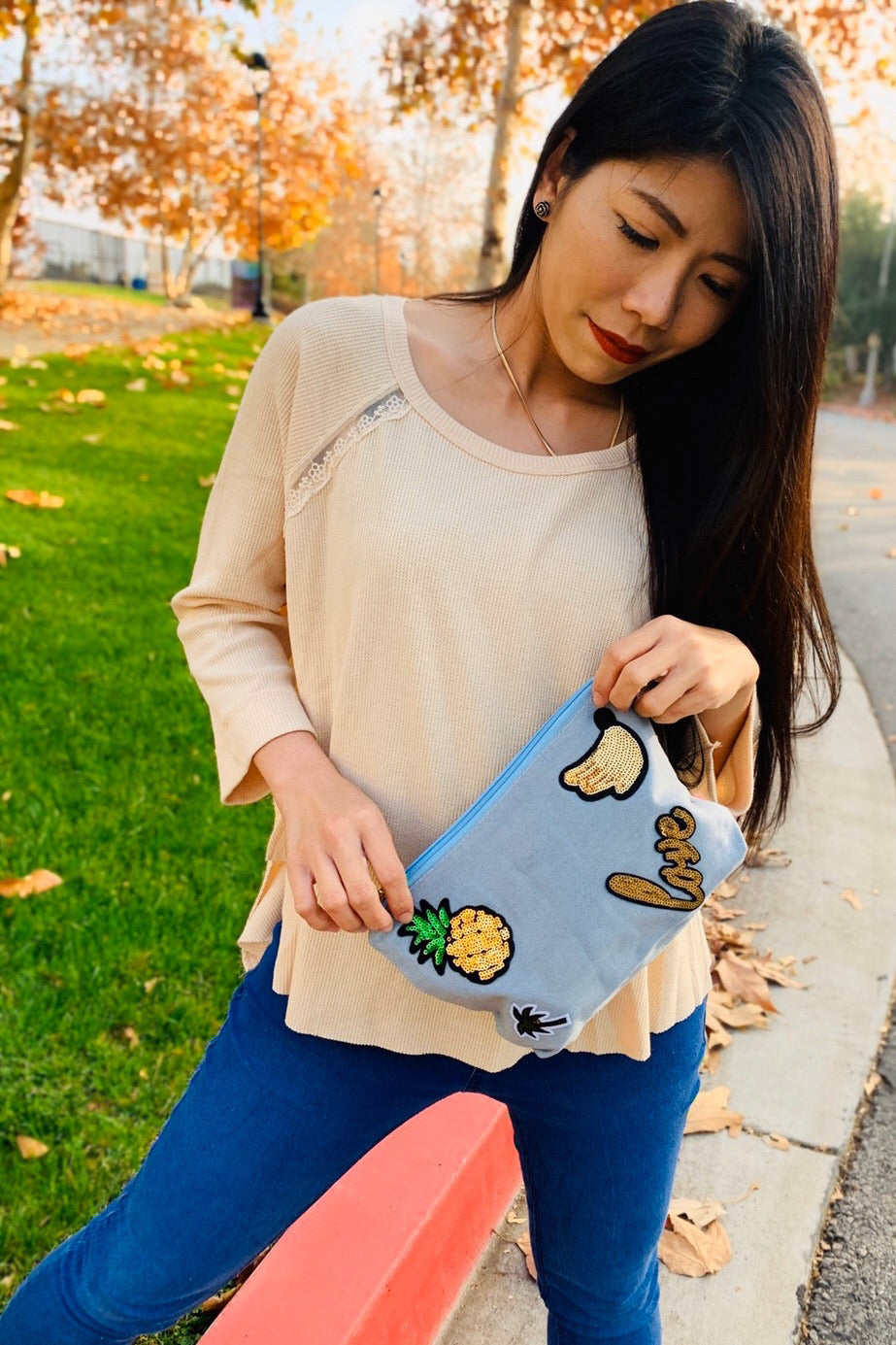 Tropics Pouch in Chambray