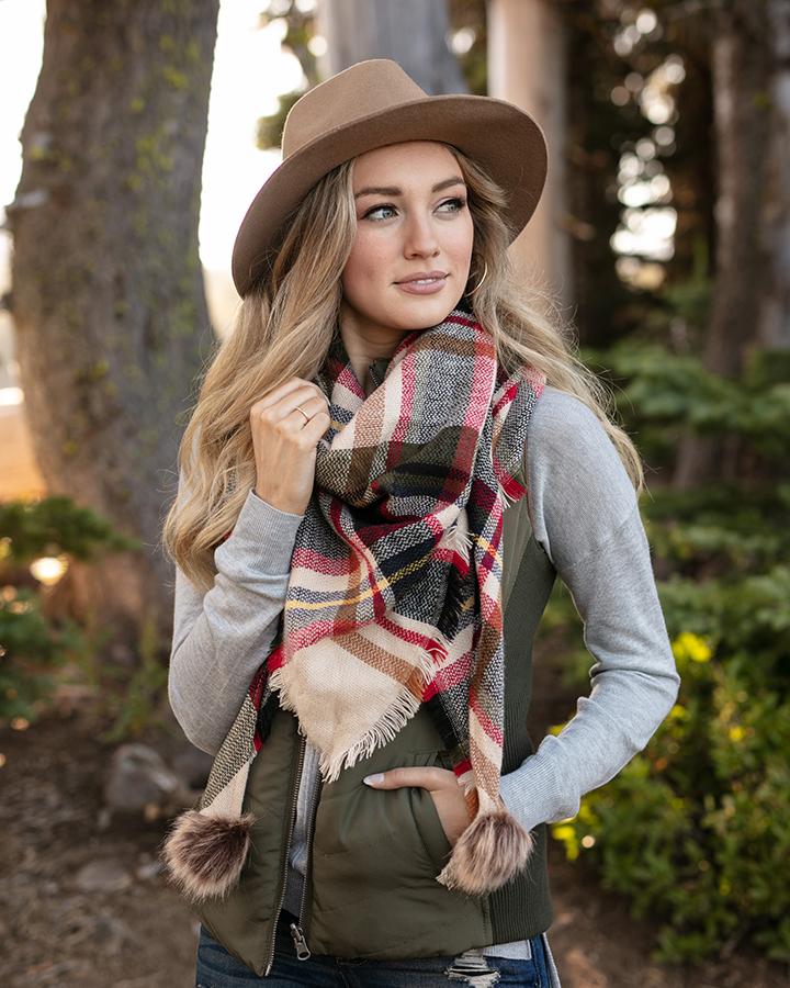 Plaid Triangle Scarf