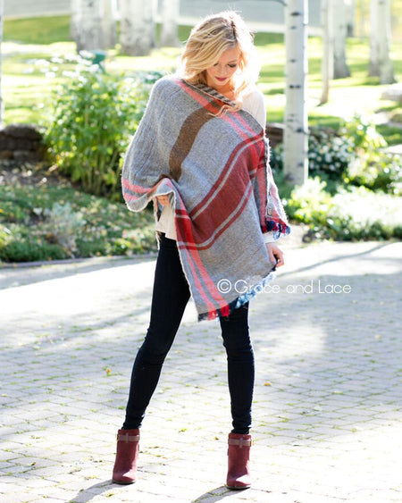 Grace & Lace Reversible Button Scarf/Poncho