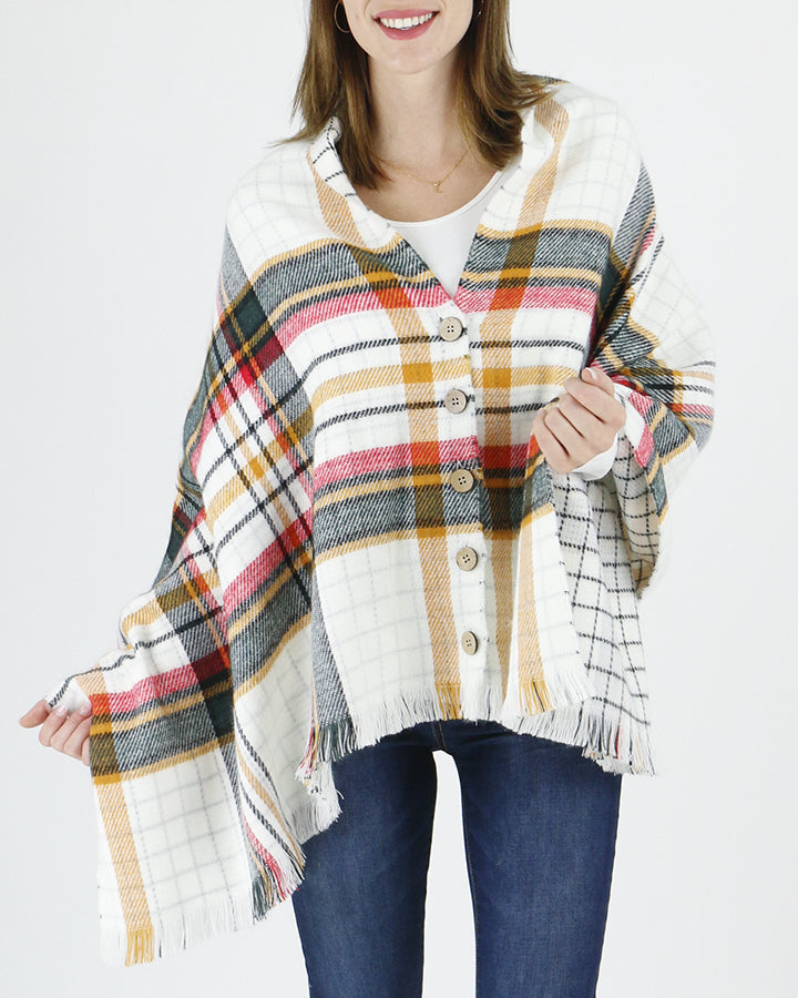 Grace & Lace Reversible Button Scarf/Poncho