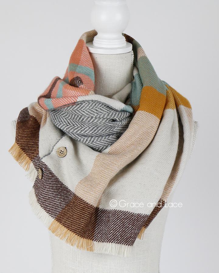 Reversible Button Scarf/Poncho