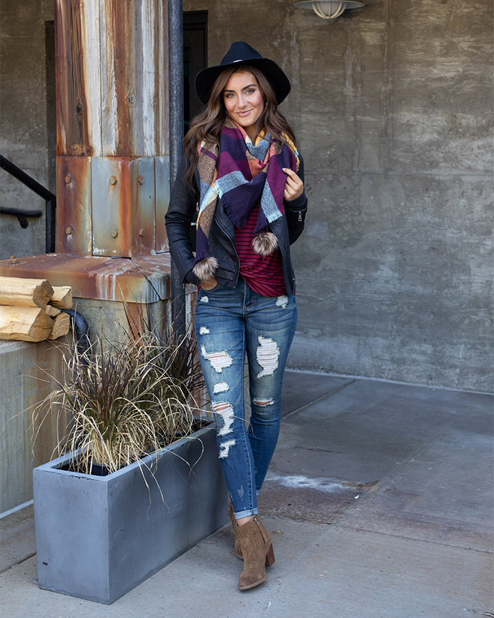 Plaid Triangle Scarf