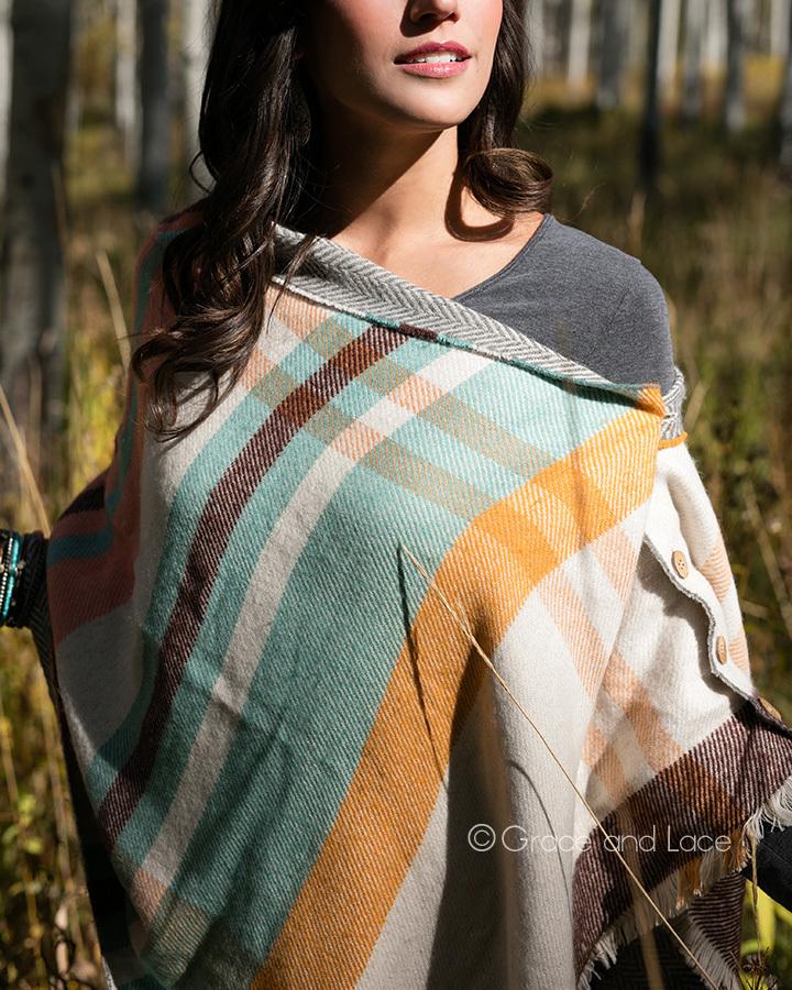Reversible Button Scarf/Poncho