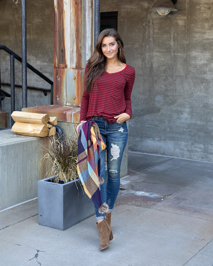 Plaid Triangle Scarf