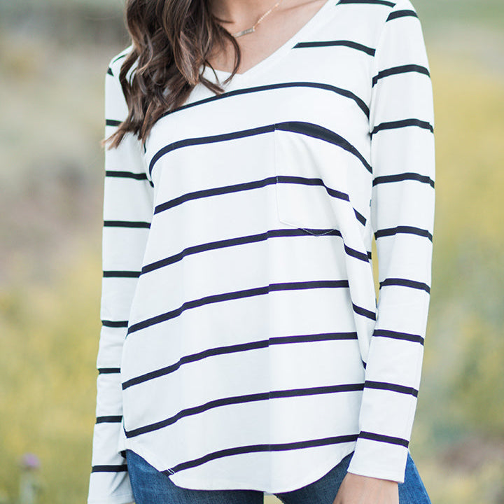 Long Sleeve Perfect Pocket Tee (Solids/Prints)