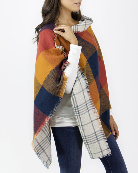 Reversible Button Scarf/Poncho