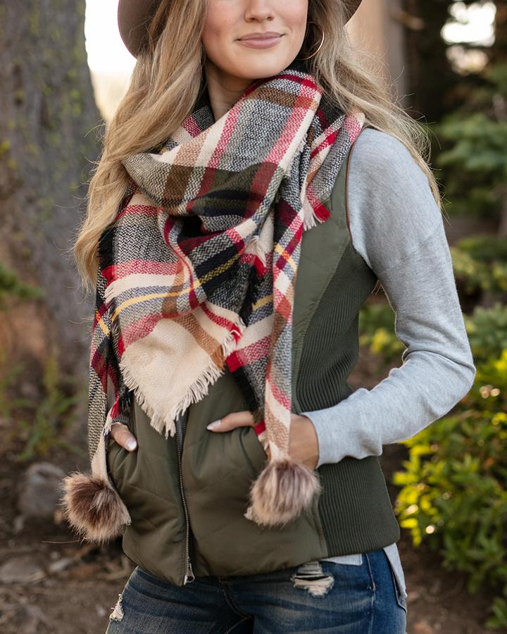 Plaid Triangle Scarf