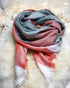 Roasting Marshmallows Blanket Scarf (Coral & Gray Color Block) - Babe Outfitters