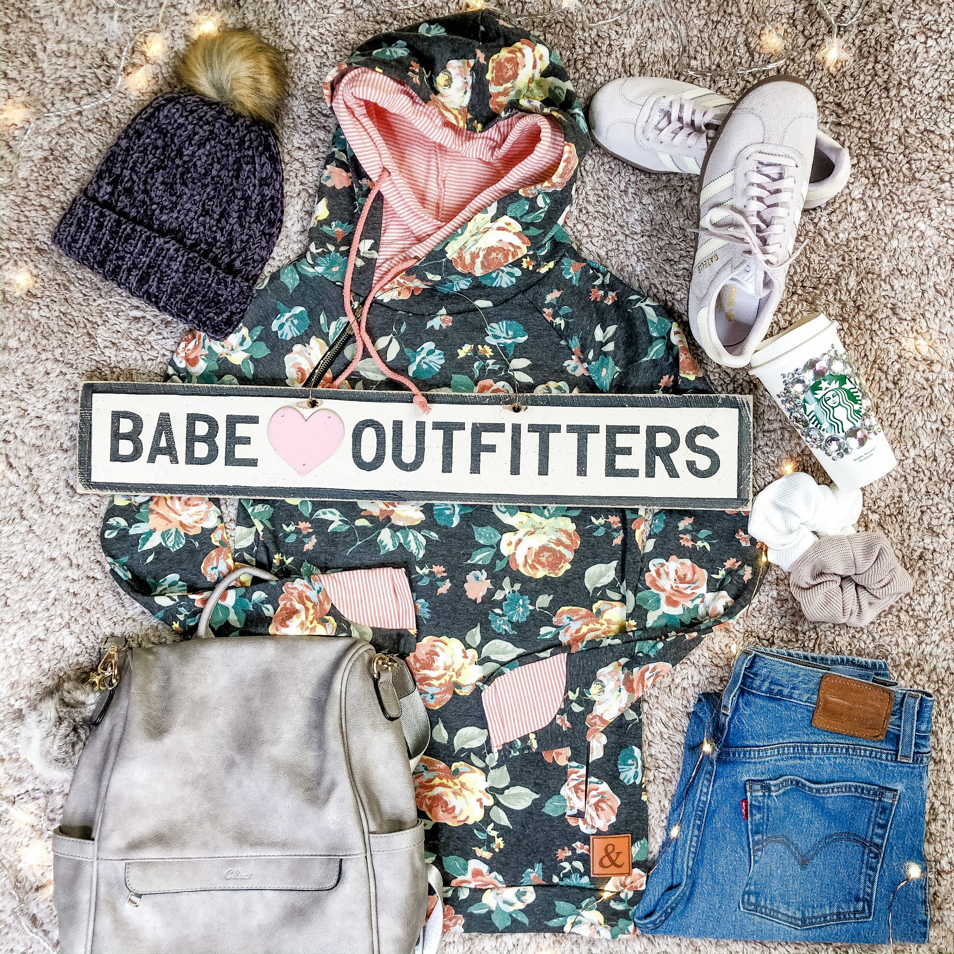 Ampersand DoubleHood™ Sweatshirt - Coming Up Roses - Babe Outfitters