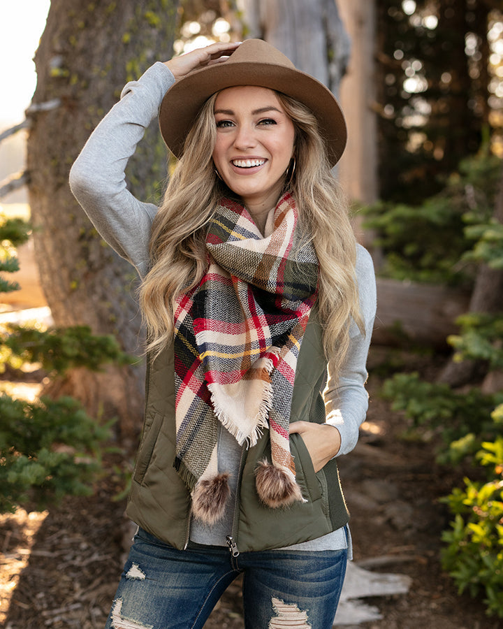 Plaid Triangle Scarf
