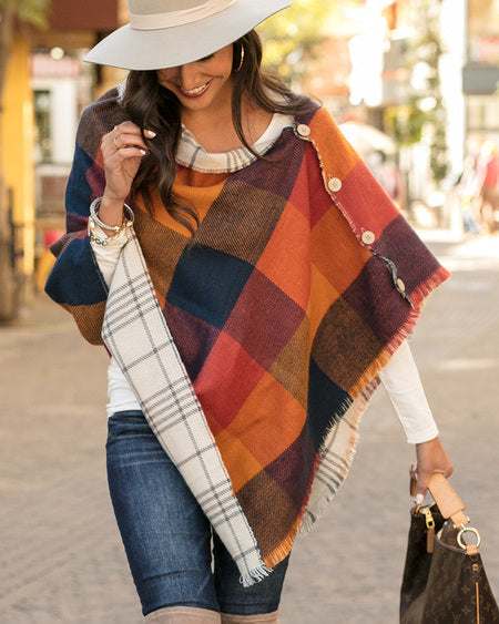 Reversible Button Scarf/Poncho