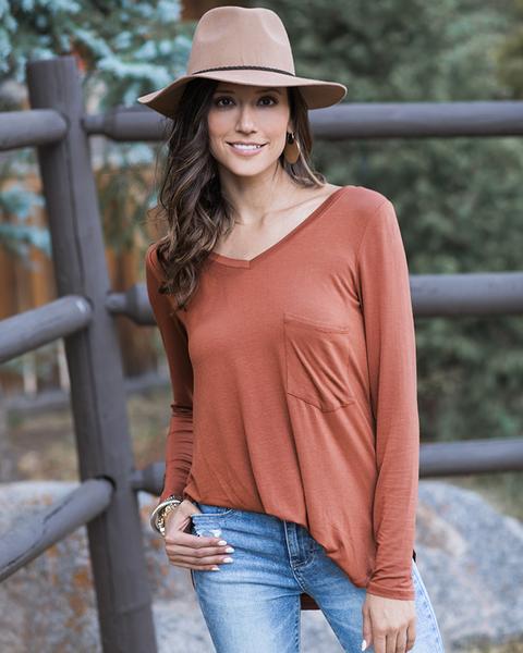 Long Sleeve Perfect Pocket Tee (Solids/Prints)