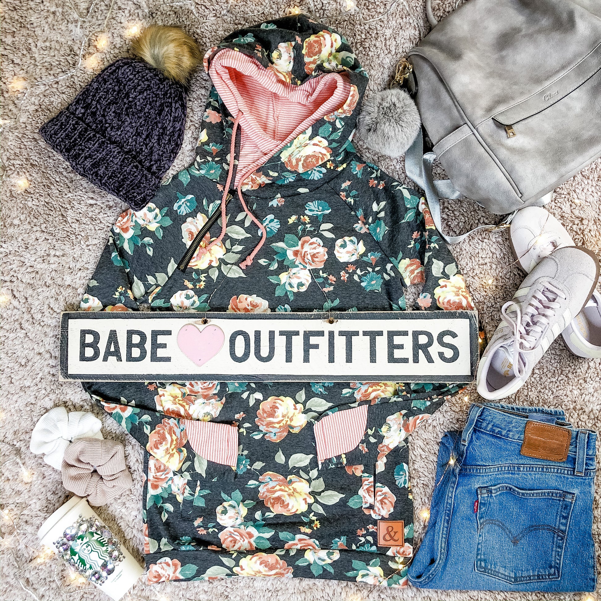 Ampersand DoubleHood™ Sweatshirt - Coming Up Roses - Babe Outfitters