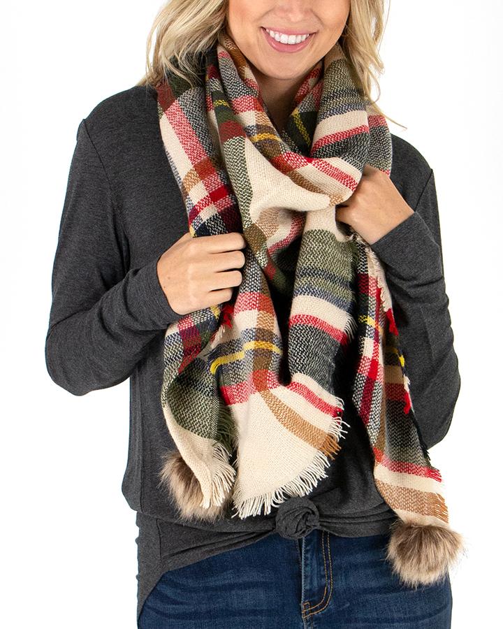 Grace & Lace Plaid Triangle Scarf