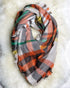 Warm and Toasty Blanket Scarf (Orange Plaid) - Babe Outfitters