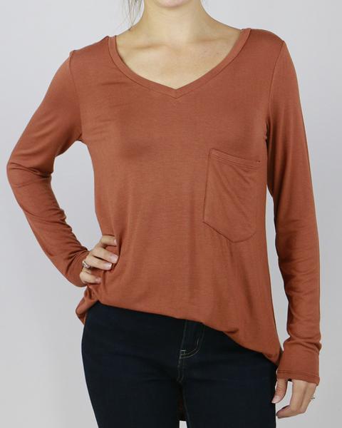 Grace & Lace Long Sleeve Perfect Pocket Tee (Solids/Prints)