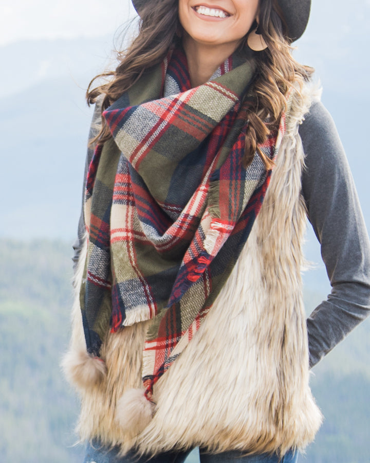 Plaid Triangle Scarf
