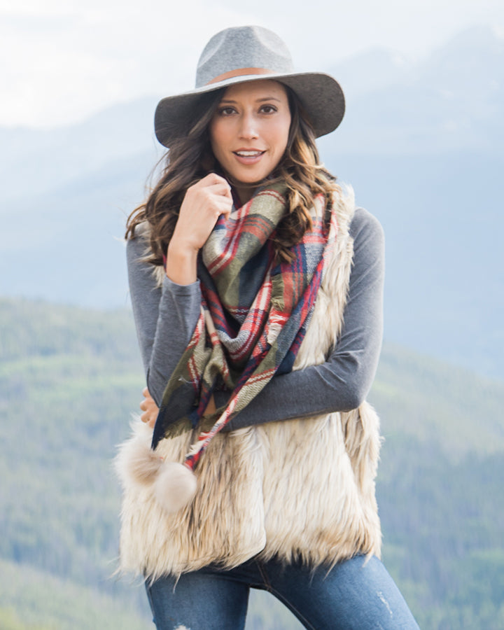 Grace & Lace Plaid Triangle Scarf