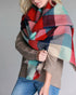 Wrap it Up Reversible Blanket Scarf (Mint Color Block & Stitched Stripe) - Babe Outfitters