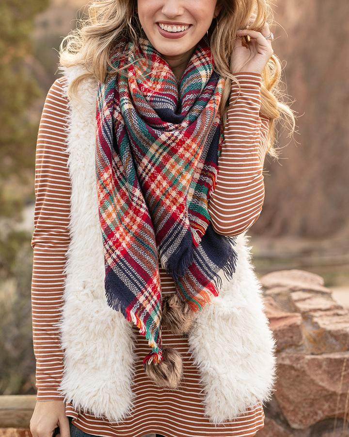 Plaid Triangle Scarf