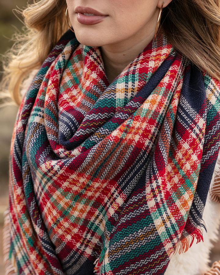 Grace & Lace Plaid Triangle Scarf