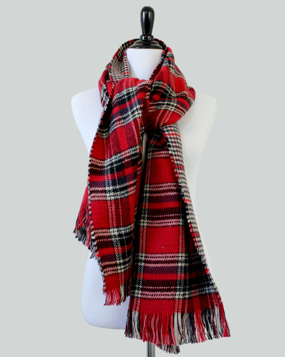 Autumn Air Reversible Blanket Scarf (Red Plaid & Houndstooth) - Babe Outfitters